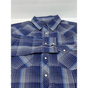 Wrangler Pearl Snap Long Sleeve Shirt Blue Medium‎ EUC!